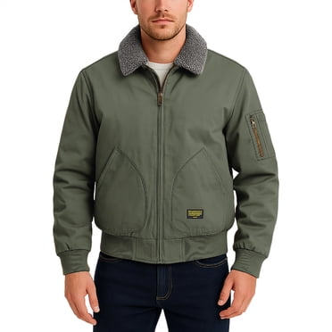 aohooy Mens Sherpa Lined Utility Jacket - Thick Warm Winter Vintage Bomber Moto Outwear for Big and Tall Army Green,L