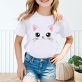 thumbnail image 2 of PMVFHDE Hauts Fille Hauts pour Fille 2025 Hauts d'Été Tendance Hauts Filles Hauts Fille Été Enfant Filles Mignon Graphique Col Rond Manche Courte T-Shirt d'Été Décontracté T-Shirt Blanc,8-9 Ans, 2 of 5