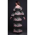 thumbnail image 3 of Bimba Moss Georgette Ranunculus & Chrysanthemum Floral Printed Womens Long Sleeve MaxiDressElastic Waist Gown-Small, 3 of 5