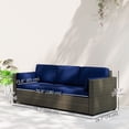 thumbnail image 3 of Outsunny Outdoor Sofa w/ Cushions, PE Rattan Patio Couch, Dark Blue/Brown, 3 of 10