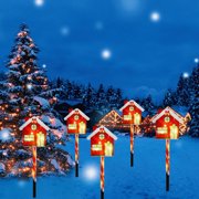 EGNMCR Christmas Decorations, LED Christmas Solar Lights Christmas Classic Elements Shape Warm Color Mode Solar Ground Lights Holiday Outdoor Garden Yard Decoration One Tow Five Holiday Solar Lights