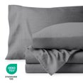 thumbnail image 4 of Bare Home Washed Sheet Set - Premium 1800 Collection - Deep Pocket - 4 Piece - Full, Gray, 4 of 6