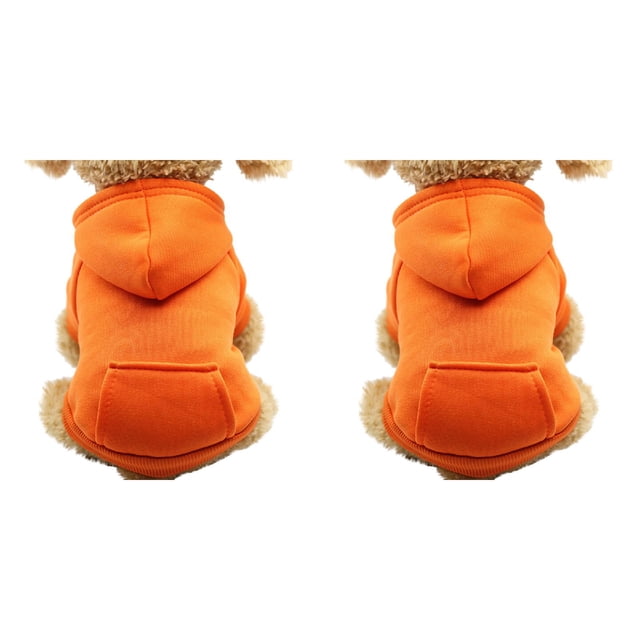 (2-Pack) Rinsvye Polyester Hoodied Sweatshirts with Dog Apparel Pocket Dog Clothes Pet Dog Sweaters for Small Dogs Plaid Clothing