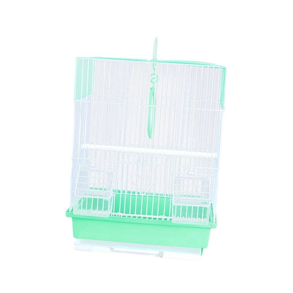 Durable Bird Cage Standing Pole Hanging Hook Stand Cage Nest Birdcage for Parrot Green