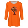 thumbnail image 4 of Dadaria T-Shirt pour Femme T-Shirt Orange Hauts T-Shirt à Manches 3/4 Col Ras du Cou T-Shirt Grande Taille Tee Chandail d'Été Blouses 2TG, 4 of 5