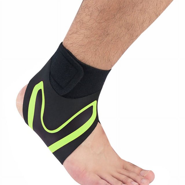Attelle de Cheville de Compression Ajustable avec Bande de Soutien pour la Récupération d'Entorse Noir-Vert (Droit)-m