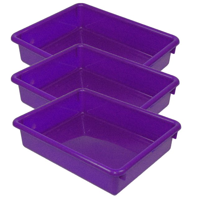 Stowaway® 3" Letter Tray No Lid, Purple, Pack Of 3