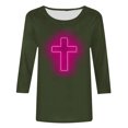 thumbnail image 4 of EGNMCR Easter T-Shirts Imprimés pour Femmes T-Shirts Graphiques T-Shirts pour Femmes Mode Femme Décontracté Noël Imprimé Col Rond Blouse Imprimée T-Shirt Manches 3/4 T-Shirt Blouses T-Shirts pour Femmes, 4 of 4