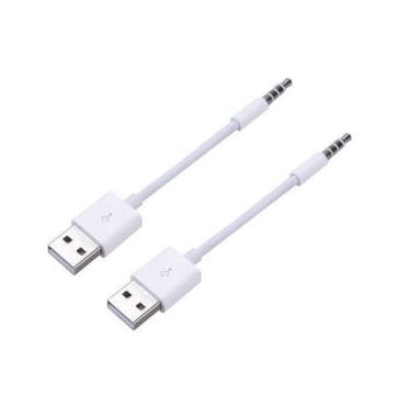ORUYROP Mini USB Cable, 2 Pack 4 Inch Length 3.5mm 2 in 1 USB Charger SYNC Data Cable for iPod Shuffle 3rd / 4th / 5th /6th /7th