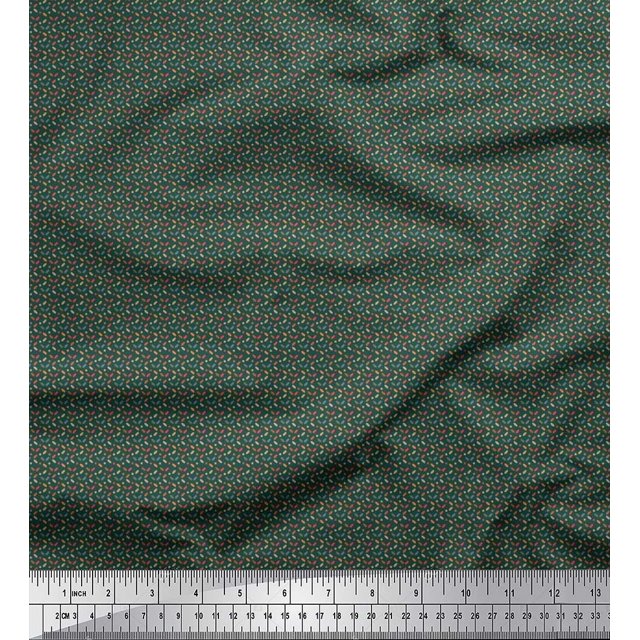 Soimoi Silk Fabric Dot & Oval Small Print Sewing Fabric Yard 42 Inch Wide