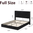 thumbnail image 3 of Modern Full Size Floating Bed Frame with LED Lights and Charging Station – Upholstered Storage Headboard, Folding Shelves, Metal Slats, No Box Spring Needed – FULL Black, 3 of 8