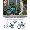 thumbnail image 2 of 24 Inch Folding Adult Tricycle 7 Speed Trike with Removable Basket Teal, 2 of 8