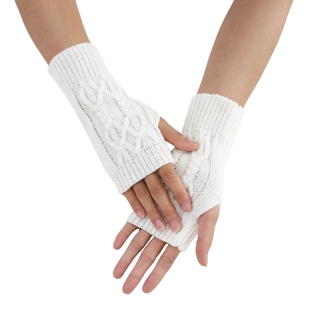 Ladies Warm Knit Fingerless Gloves Convertible Mittens Fashion Flowers