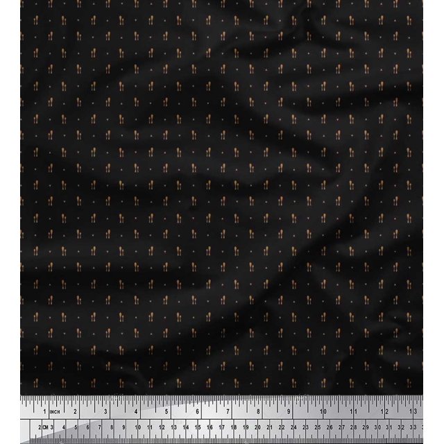 Soimoi Japan Crepe Satin Fabric Triangle & Spoon Kitchen Printed Craft Fabric by The Yard 42 Inch Wide