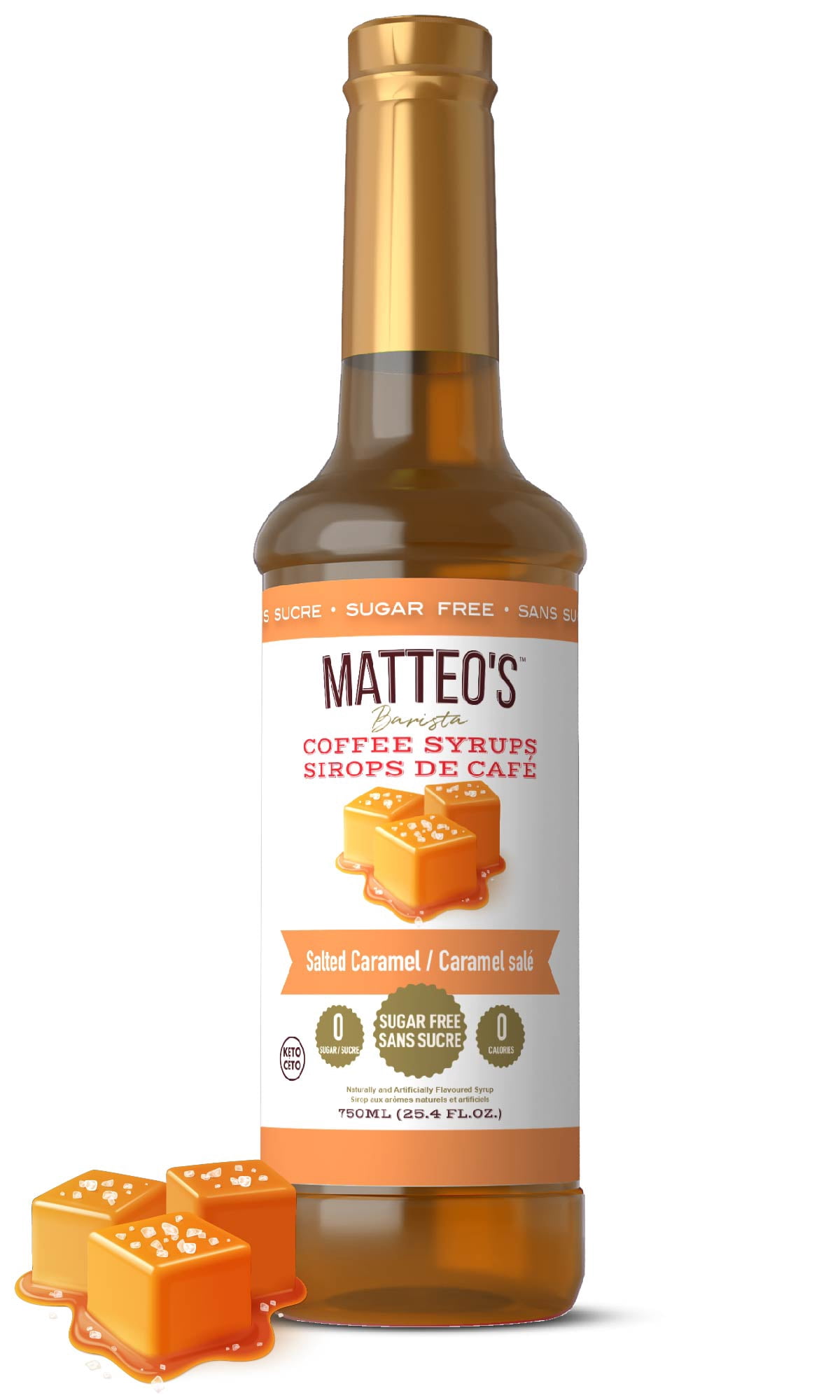 Matteo's Sirop Aromatisant pour Café Sans Sucre, Caramel Salé