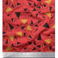 thumbnail image 1 of Soimoi Orange polyester Crepe Fabric Dot,Zig Zag & Triangle Geometric Printed Fabric 1 Yard 52 Inch Wide, 1 of 1