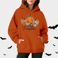 thumbnail image 2 of WEAIXIMIUNG Sweat à Capuche pour Femmes, Graphique, Imprimé Citrouille, Manches Longues, Décontracté, avec Poche, 2 of 3