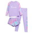 thumbnail image 4 of Doomiva Girls Long Sleeve Rash Tops with Swim Shorts Pants Bathing Suit UPF 50+ Rash Guard Swimsuit Purple 2-3, 4 of 6