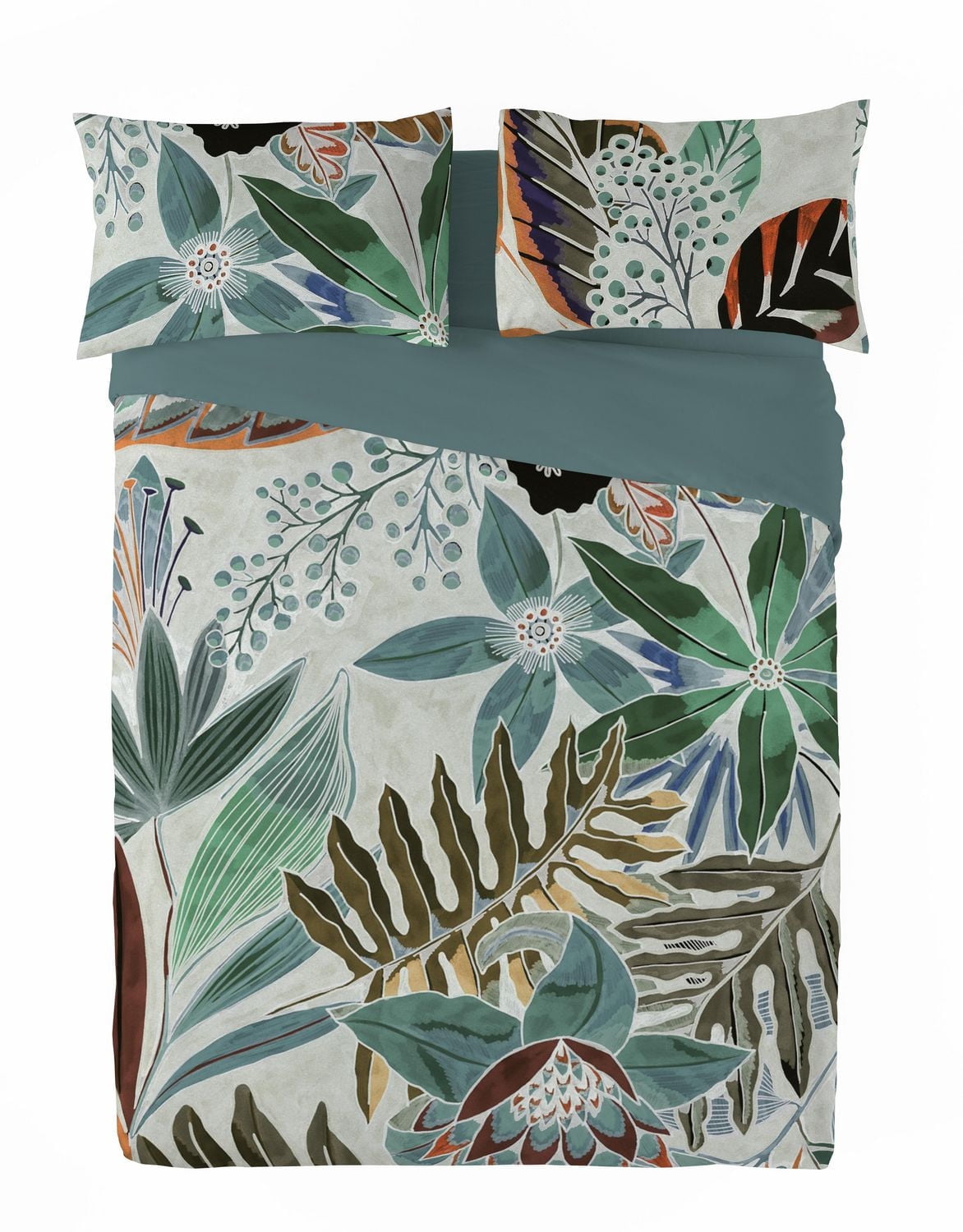 Gouchee Home Sorela Queen 3-Piece Duvet Cover Set – Tropical Leaf Print, Reversible Cotton Bedding