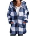thumbnail image 1 of CEHVOM Veste à Capuche Décontractée à Carreaux avec Poches pour Femmes, Mode, Chaude, en Solde, 1 of 5