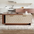 thumbnail image 4 of Fnova Table Basse Moderne Extensible avec 2 Tiroirs, Table Basse en Bois Extensible 42 Pouces-65 Pouces pour Salon, Noyer et Chêne, 4 of 12
