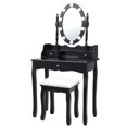 thumbnail image 2 of Patiojoy Ensemble de Coiffeuse Miroir Commode de Maquillage Éclairée avec Tiroirs Noir, 2 of 5