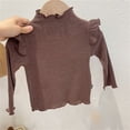 thumbnail image 2 of Posijego Girls Mock Turtleneck Sweater Ruffle Long Sleeve Ribbed Knit Basic Blouses for Shirt Little Girls, 2 of 3