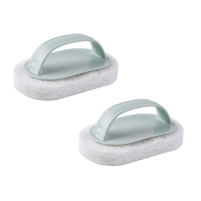 Oleegame 2PC Trashcans For Bedroom Household Kitchen Tile Brush With Handle Kitchen Brush Pot Cleaning Brush Blue