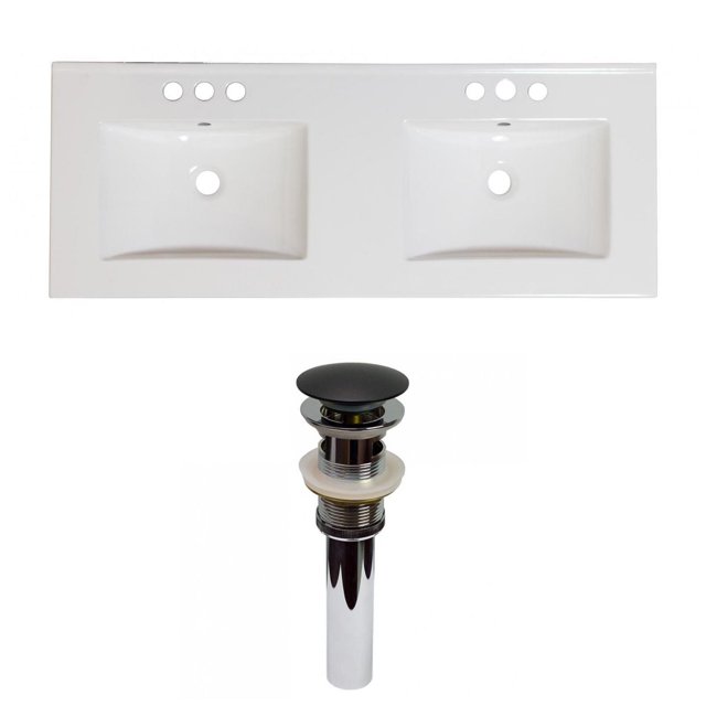 American Imaginations 59-in. W 3H4-in. Ceramic Top Set In White Color - Overflow Drain Incl. AI-31652