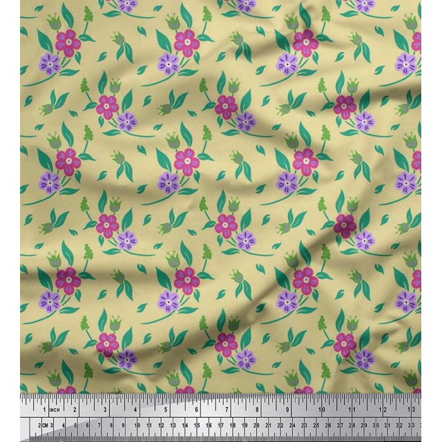 Soimoi Red Poly Georgette Fabric Diamond Geometric Printed Fabric 1 Yard 42 Inch Wide