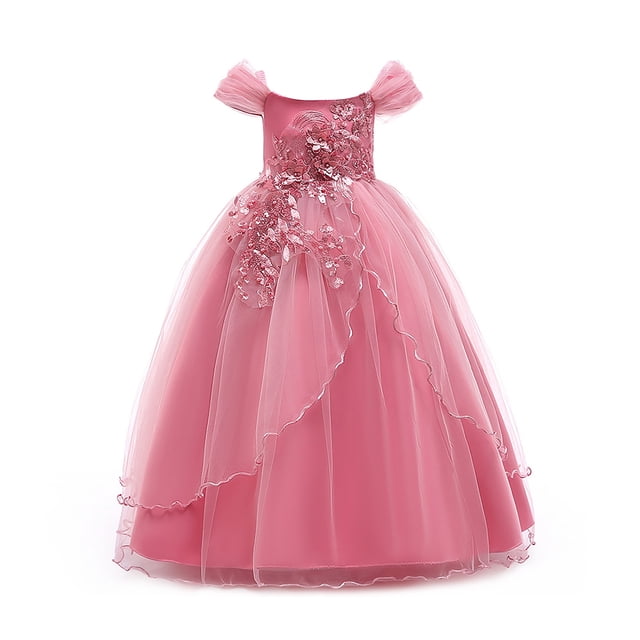 Robe de Bal Fille Dentelle Tulle Fleur Princesse Fête Robe Maxi