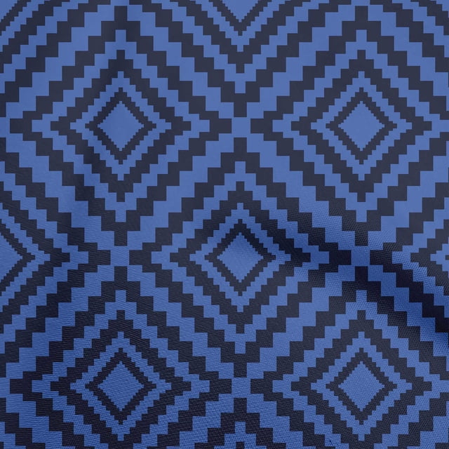 oneOone Cotton Poplin Medium Blue Fabric Geometric Sewing Craft Projects Fabric Prints By Yard 42 Inch Wide