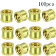 thumbnail image 4 of Wekity M5x5mm Female Thread Knurled Nuts, 100PCS Hx6mm OD Brass Threaded Insert Embedment Nuts Hydraulic Welded Joint Injection Molding Assortment Kit for 3D Printing Injection Molding-0621, 4 of 5