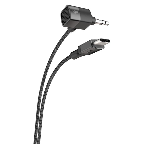 Scosche CAUXMICB4-SP Premium USB-C to 3.5 mm Braided Audio Cable & Relocation Dock Black