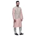 thumbnail image 2 of Atasi Ensemble de Pyjama Kurta Churidar Traditionnel Indien avec Veste Nehru pour Hommes Blanc, 2 of 3
