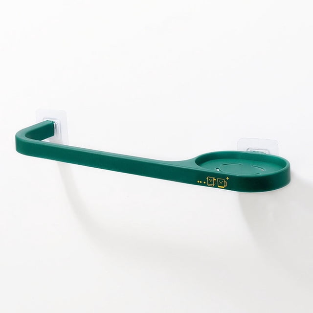 Oleegame 1PC Spoon And Lid Rest Wall Mounted Towel Rack Hanging Plastic Towel Bar Storage Rack Bathroom Rack Single Bar Bath Towel Rack Green