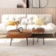 thumbnail image 2 of Costway Farmhouse Round CoffeeTable Set of 2 End Table Natural Finish for Living Room Brown, 2 of 10