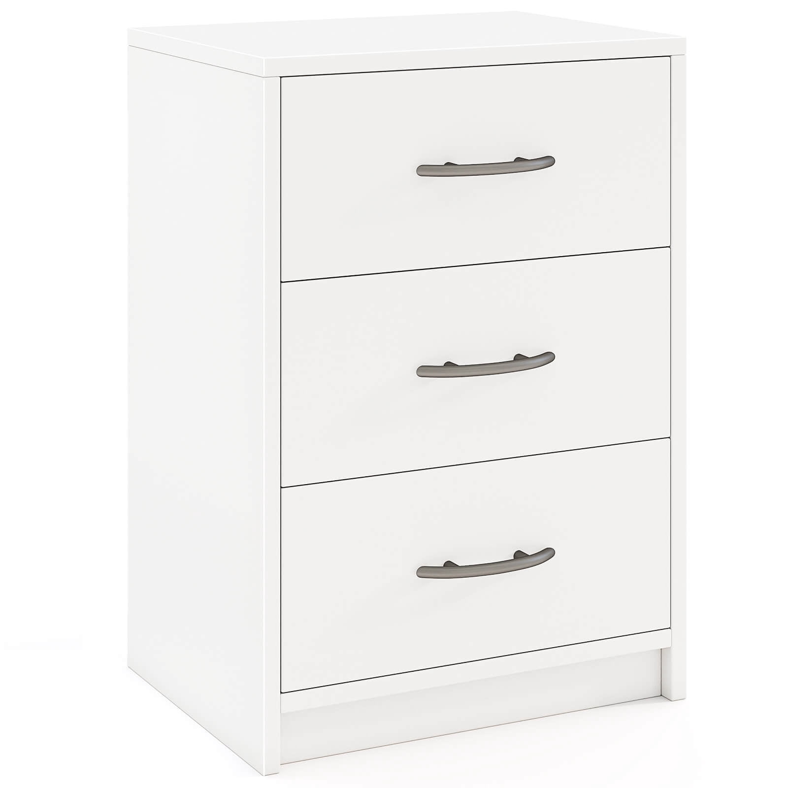 Costway 1 PCS 3-Drawer Nightstand Modern Bedside Table with Storage Anti-Toppling Kit for Bedroom White