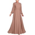 thumbnail image 1 of Women High Neck Abaya Muslim Dress Solid Color Prayer Clothes Long Sleeve Islamic Robe Full Length Dresses, 1 of 6