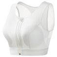 thumbnail image 1 of Xfvqtps Front Zipper Sports Bra for Women Back Mesh Breathable Racerback Yoga Workout High Impact Sports Bra White, 1 of 3