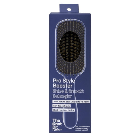 The Knot Dr. for Conair Pro Style Booster Porcupine Cushion Hairbrush, Boar & Flexalite Detangling Cushion Brush