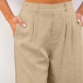 thumbnail image 4 of 10" Inseam Womens Bermuda Shorts Plus Size Knee Length Linen 2025 Trendy Wide Leg Plus Size Loose Long Shorts Elastic Waist Stretch Mid Rise Flowy Shorts with Pockets Khaki XXL, 4 of 7