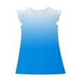 thumbnail image 4 of Yanlir Robe de Fête pour Tout-Petites Filles 4-14 Ans Enfants Douce et Confortable Manches à Volants Couleur Unie Col Ras du Cou Robe d'Été pour Tenues de Princesse (Bleu#1, 13 Ans), 4 of 8