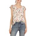 thumbnail image 1 of INSPIRE CHIC Blouse Fleurie pour Femme Été Décontractée Col Carré Chiffon Manches Courtes Chemises à Volants TP Blanc, 1 of 1