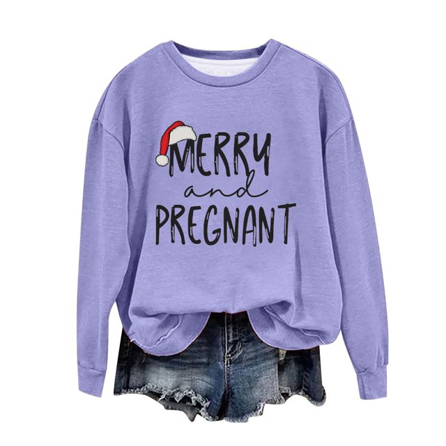 Birdeem Chandail de Noël pour Femme à Col Rond Imprimé, Coupe Ample, Manches Longues, Chandails Sans Capuche