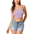 thumbnail image 1 of INSPIRE CHIC Women's Striped Tie Spaghetti Straps Summer Cami Tube Tops L Multicolor Lavender, 1 of 6