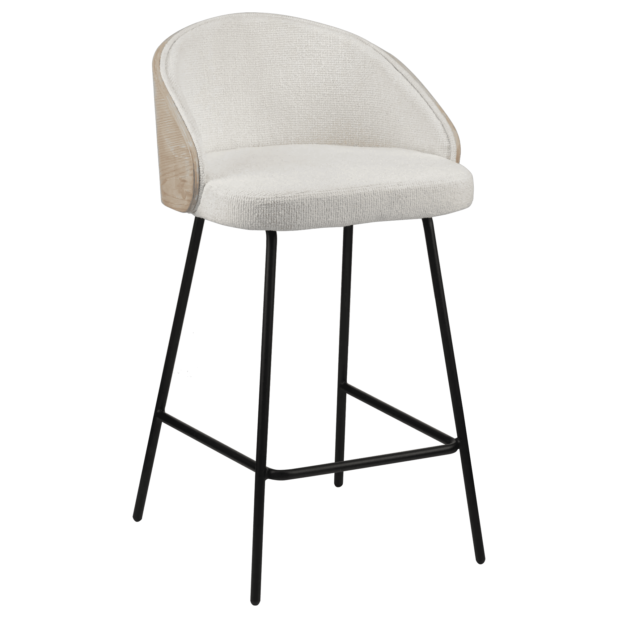 Bouclair Off White Upholstered Bar Stool with Wood Back