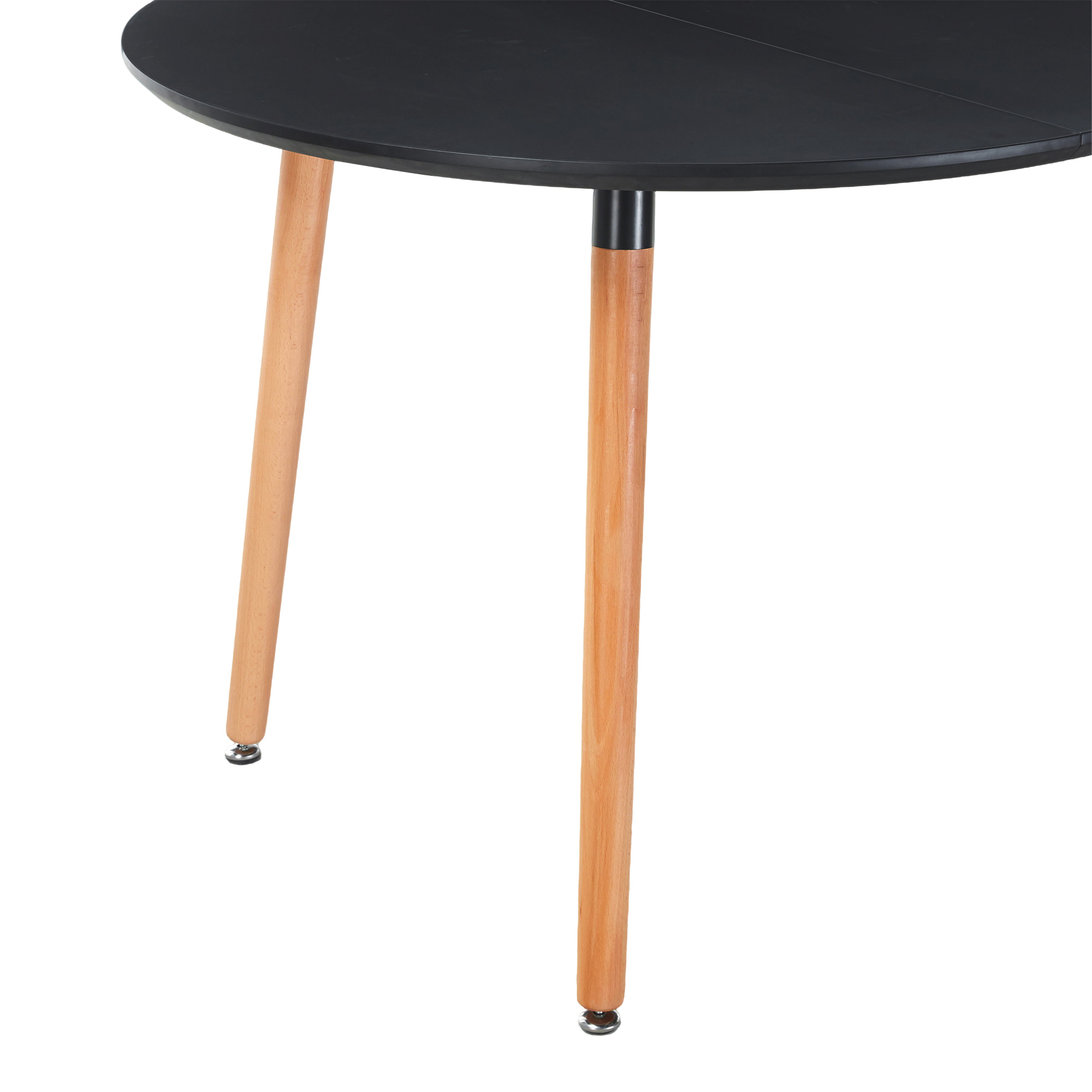 Noble House Table à Manger Ronde Extensible, Pied en Bois, Dessus de Table en MDF Noir, Utilitaire Polyvalent, Noir
