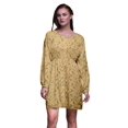 thumbnail image 1 of Bimba Robe Midi Boutonnée Orange Bleu Baies et Oiseau Flowerpecker pour Femmes Tunique à Manches Longues Haut Smocké - Grand, 1 of 7