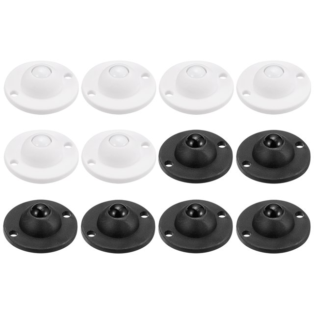 Unique Bargains 12Pack Adhesive Mini Caster Wheels, Swivel Universal Caster 360 Rotation Sticky Pulleys (White,Black)